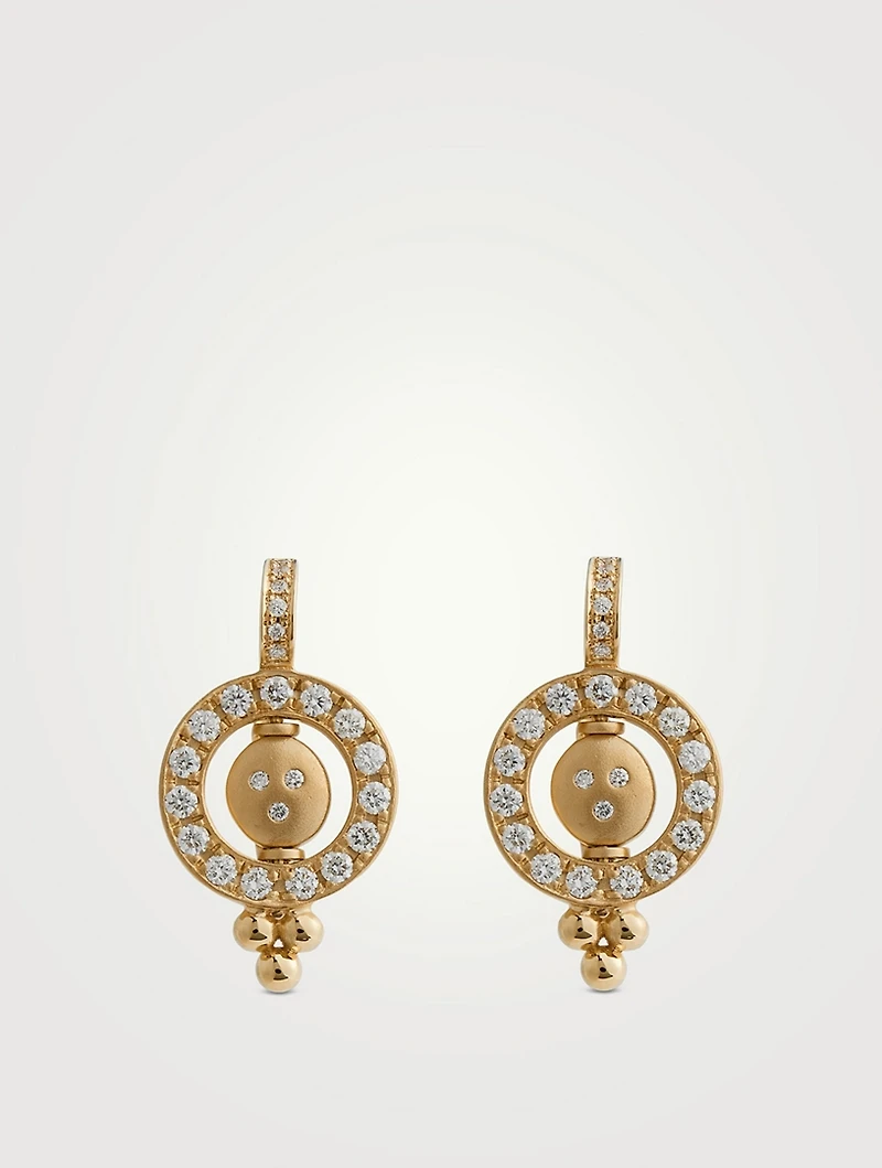 18K Gold Orbit Earrings With Diamonds