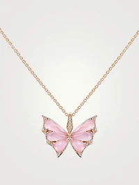 Small Fly By Night 18K Rose Gold Crystal Haze Pendant Necklace With Diamonds