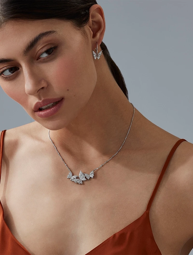 Fly By Night 18K White Gold Nocturnal Murmur Pave Necklace With Diamonds