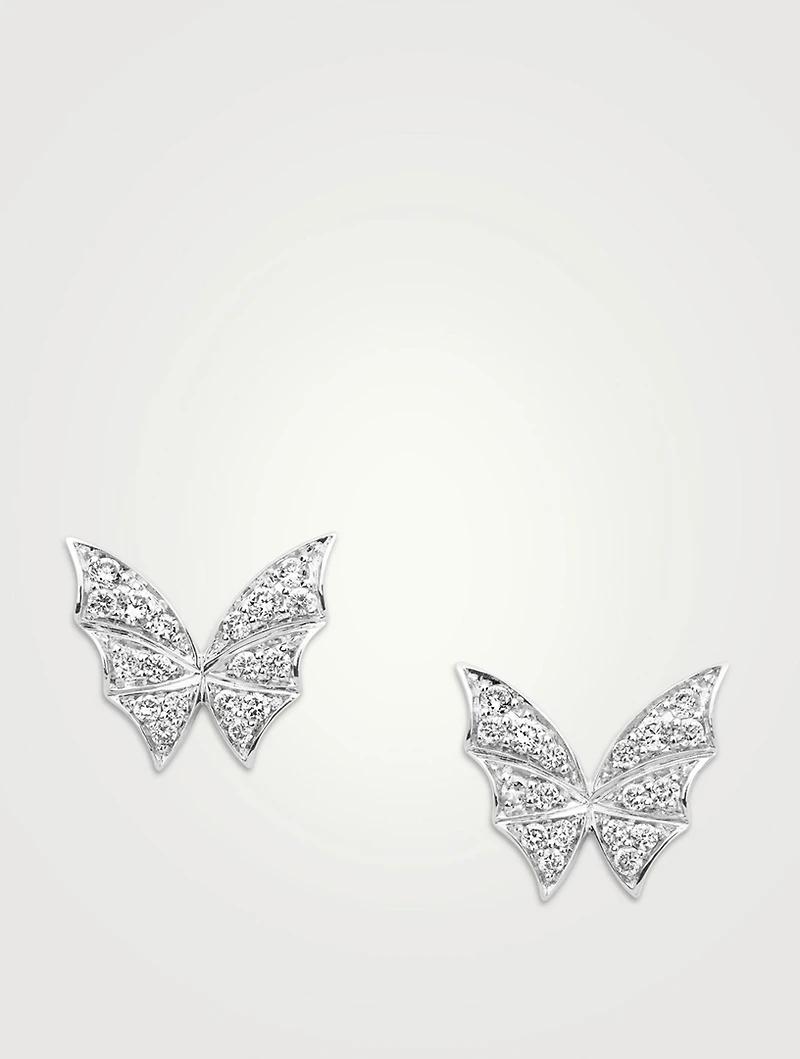 Fly By Night 18K White Gold Pave Stud Earrings With Diamonds