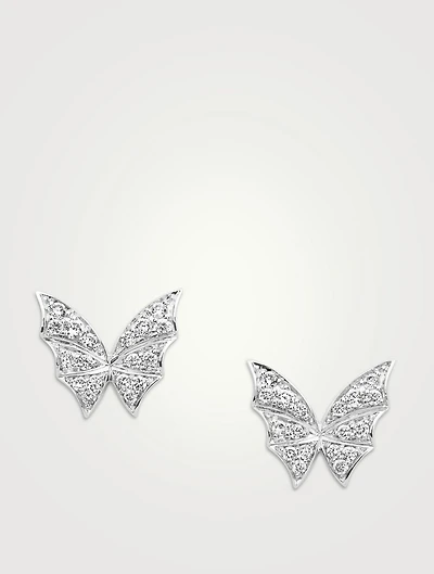 Fly By Night 18K White Gold Pave Stud Earrings With Diamonds