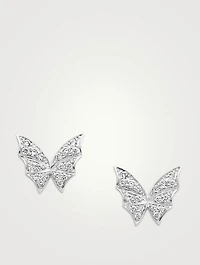 Fly By Night 18K White Gold Pave Stud Earrings With Diamonds