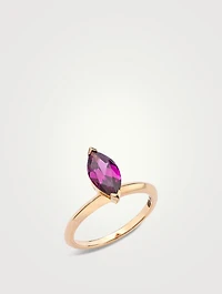 18K Gold Jitterbug Ring With Rhodolite