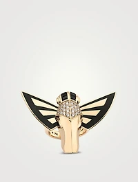 18K Gold Jitterbug Horse Fly Ring With Diamonds