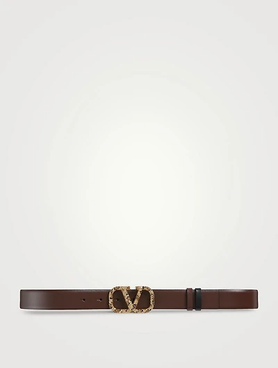 Crystal VLOGO Leather Belt