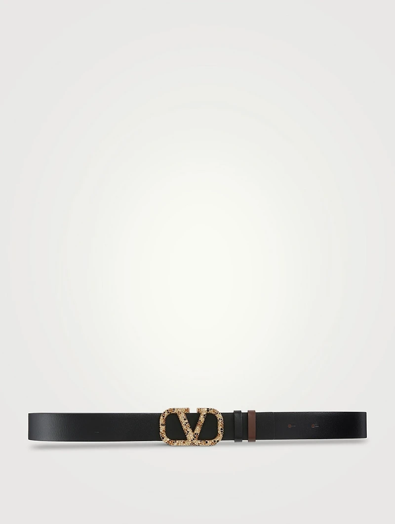 Crystal VLOGO Leather Belt