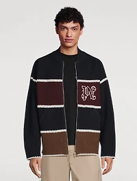 Monogram Striped Knit Bomber Jacket