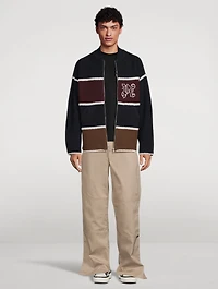 Monogram Striped Knit Bomber Jacket