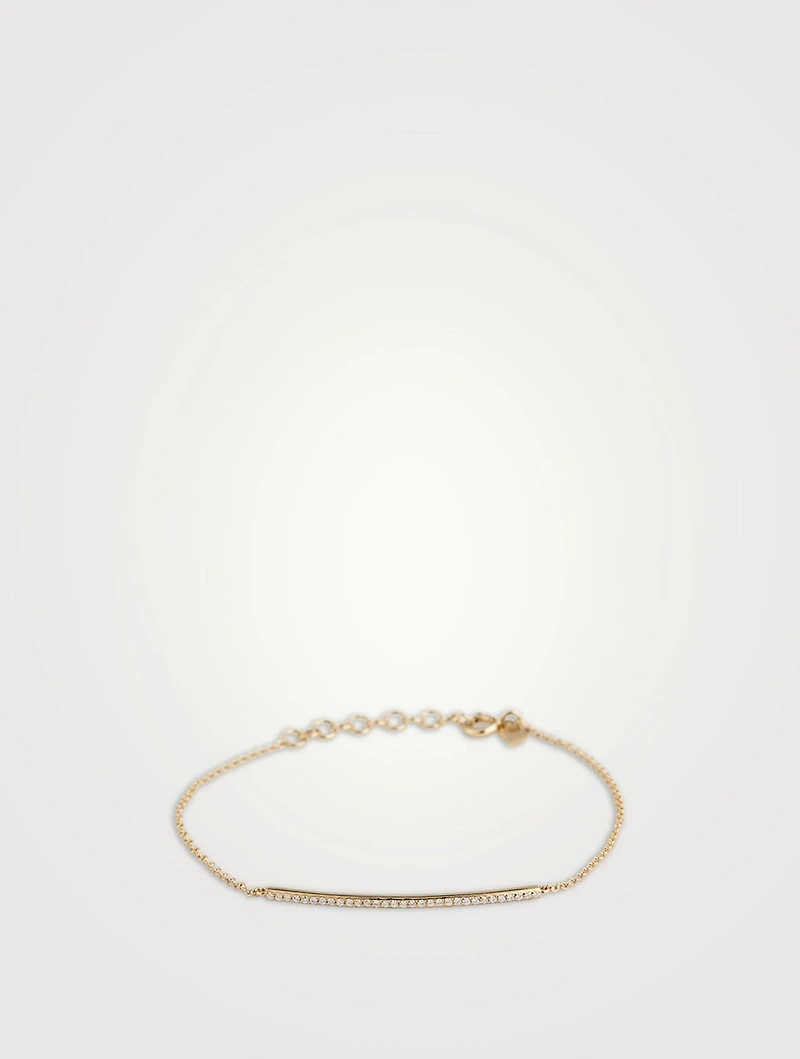 14K Gold Diamond Bar Chain Bracelet