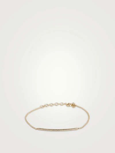 14K Gold Diamond Bar Chain Bracelet