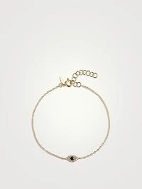 14K Gold Evil Eye Chain Bracelet With Diamonds And Sapphire