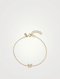 14K Gold Butterfly Bracelet With Diamonds