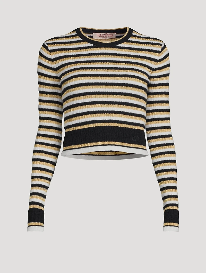 Jacquard Stripe Lurex Wool Sweater