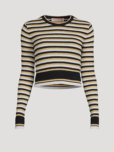 Jacquard Stripe Lurex Wool Sweater