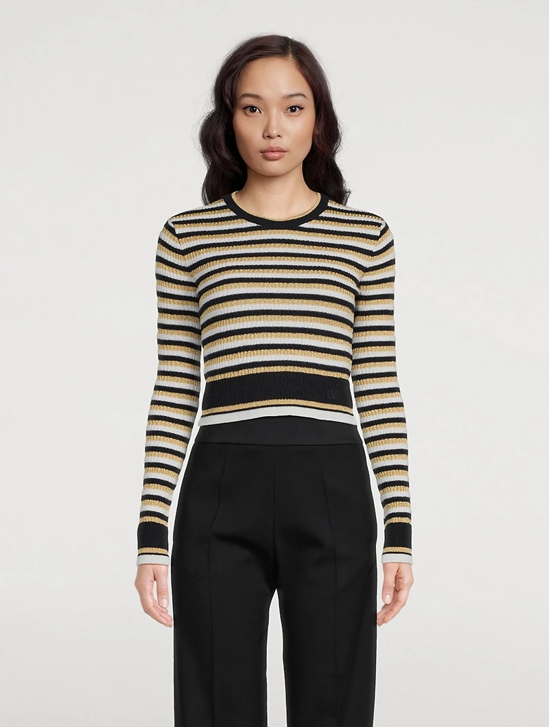 Jacquard Stripe Lurex Wool Sweater