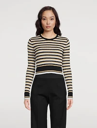 Jacquard Stripe Lurex Wool Sweater