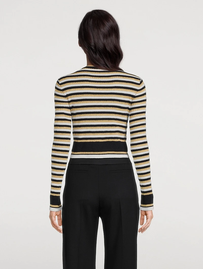 Jacquard Stripe Lurex Wool Sweater