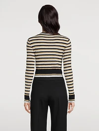 Jacquard Stripe Lurex Wool Sweater