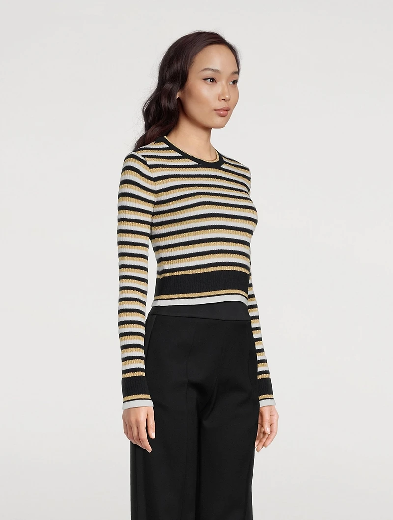Jacquard Stripe Lurex Wool Sweater