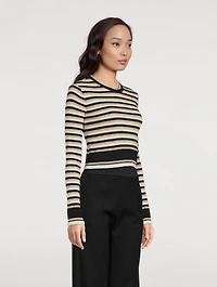 Jacquard Stripe Lurex Wool Sweater