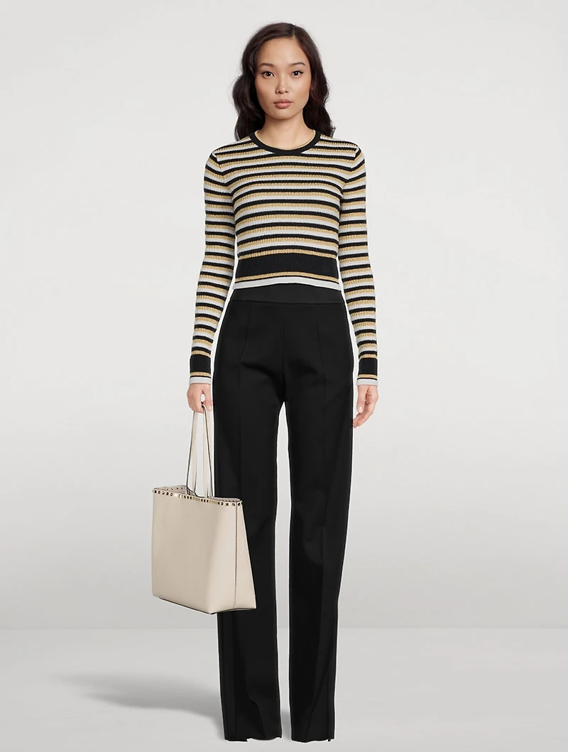Jacquard Stripe Lurex Wool Sweater
