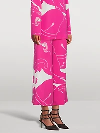 Wide-Leg Cady Trousers Panther Print