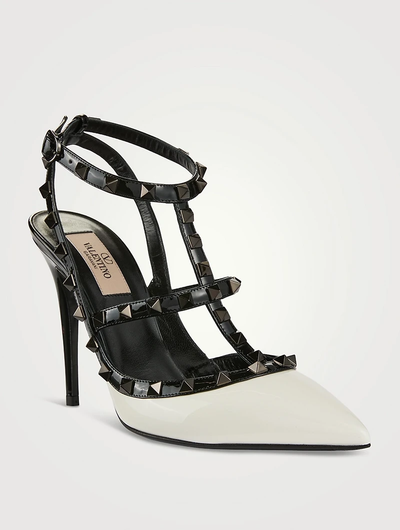 Rockstud Leather Ankle-Strap Pumps