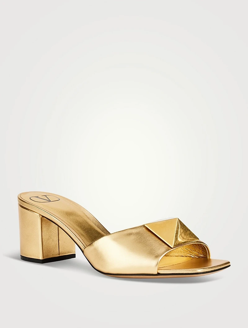 One Stud Metallic Leather Mules