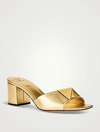 One Stud Metallic Leather Mules