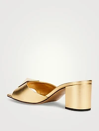 One Stud Metallic Leather Mules