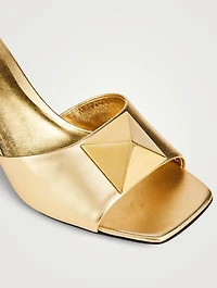 One Stud Metallic Leather Mules