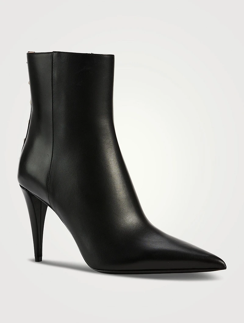 Rockstud Leather Ankle Boots