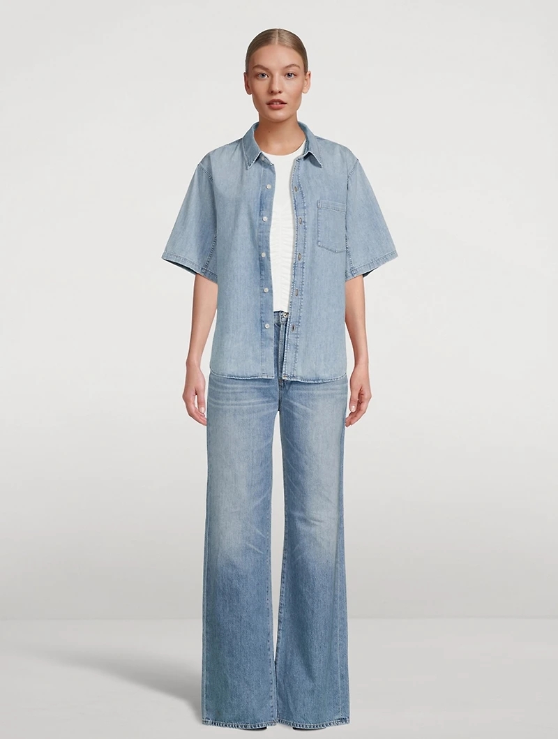 Kayla Short-Sleeve Denim Shirt