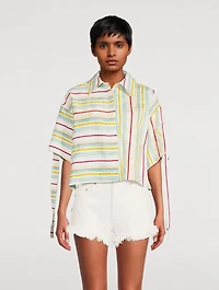 Loewe x Paula’s Ibiza Cotton Linen And Silk Cropped Shirt Striped Print