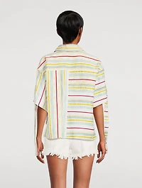 Loewe x Paula’s Ibiza Cotton Linen And Silk Cropped Shirt Striped Print