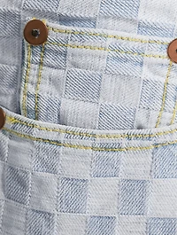 Cropped Boyfriend Jeans Checkerboard Print