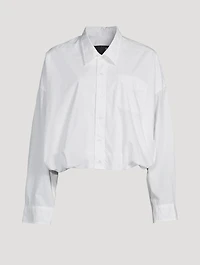 Cotton Poplin Shirt With Gathered Hem