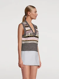 Wool-Blend Graphic V-Neck Sweater Vest