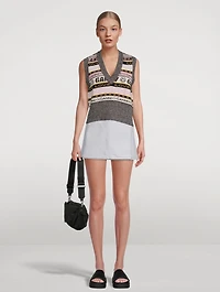 Wool-Blend Graphic V-Neck Sweater Vest