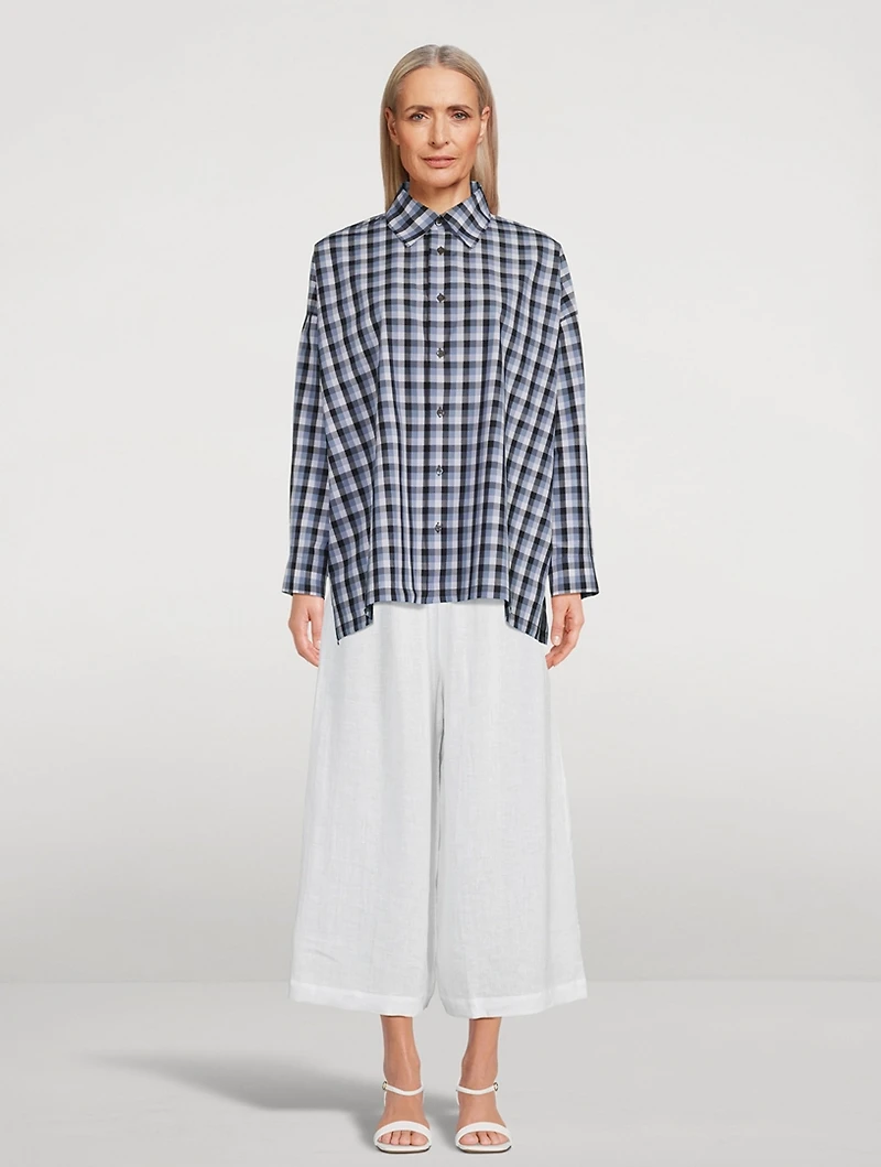 A-Line Cotton Shirt Check Print