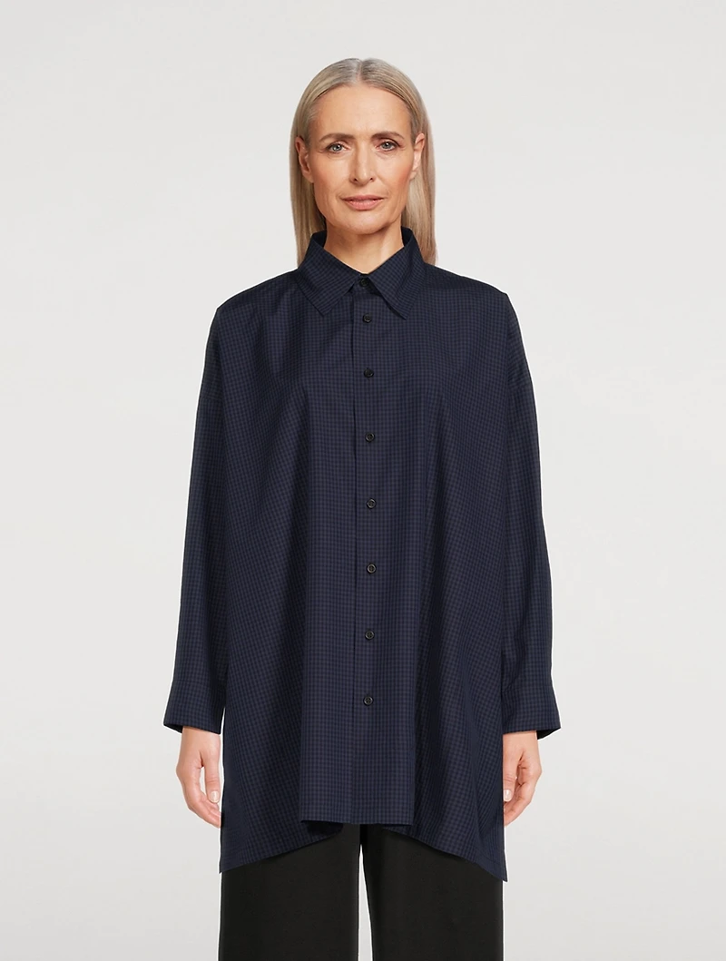 A-Line Cotton Shirt Gingham Print