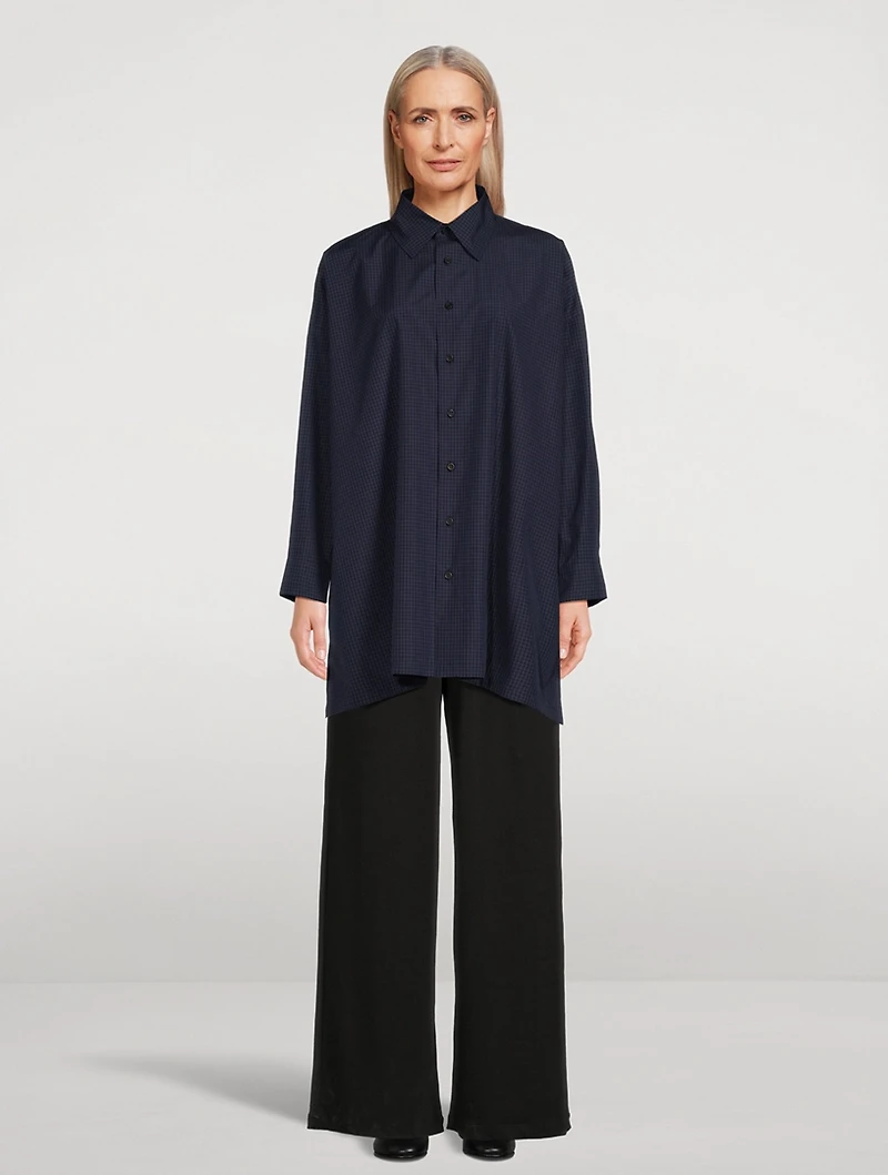 A-Line Cotton Shirt Gingham Print
