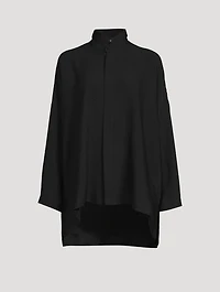 Double Stand Collar Silk Shirt