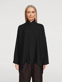 Double Stand Collar Silk Shirt