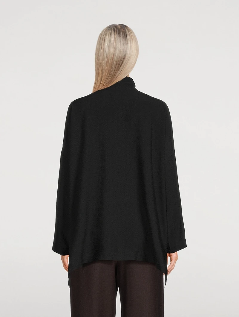 Double Stand Collar Silk Shirt