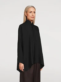 Double Stand Collar Silk Shirt