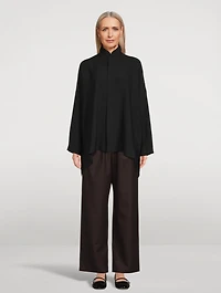 Double Stand Collar Silk Shirt