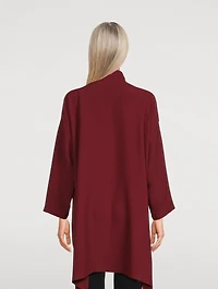 Double Stand Collar A-Line Silk Shirt