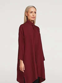 Double Stand Collar A-Line Silk Shirt