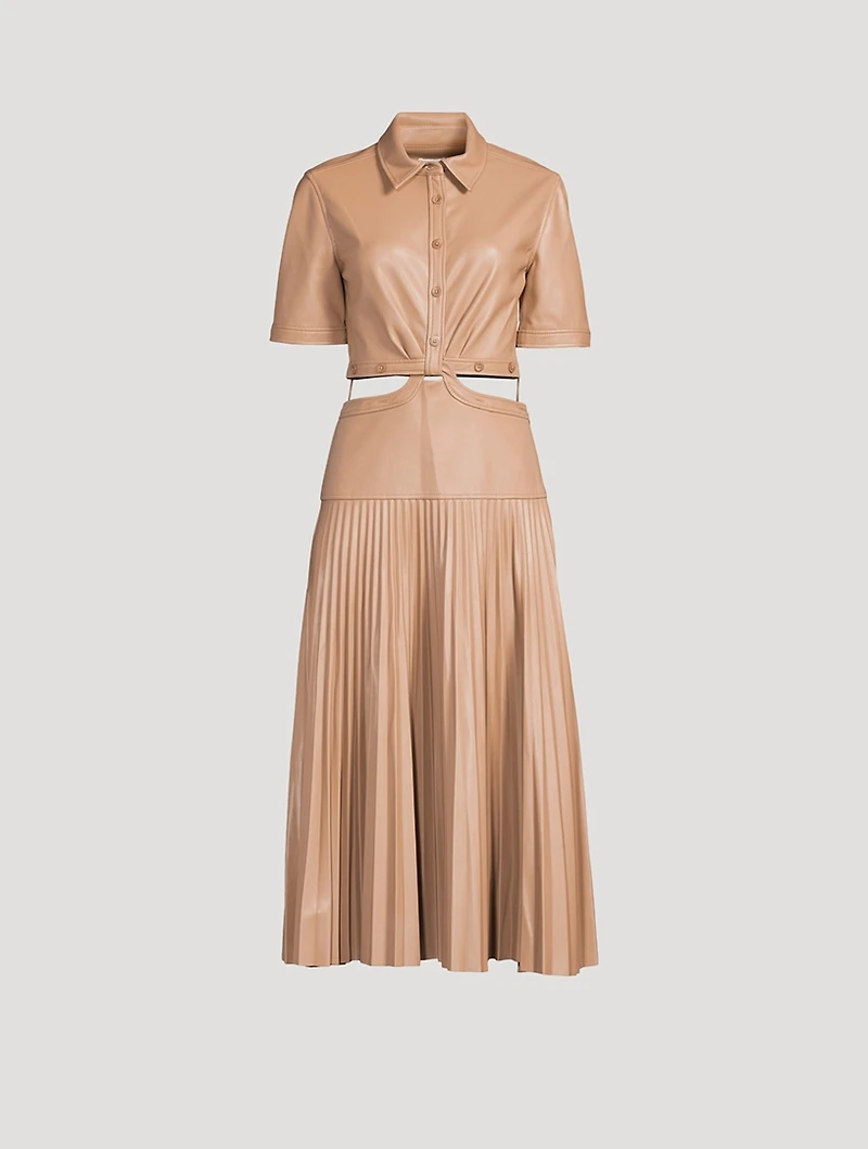 Maritza Vegan Leather Shirt Dress